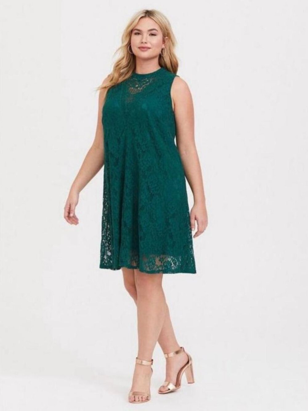Torrid Green Trapeze Lace Dress Sleeveless